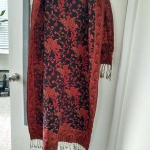 Brocade Paisley Pashmina Fringe Shawl
